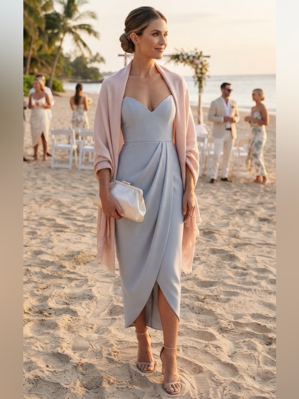 Shona Joy Strapless Light Blue Maxi Dress